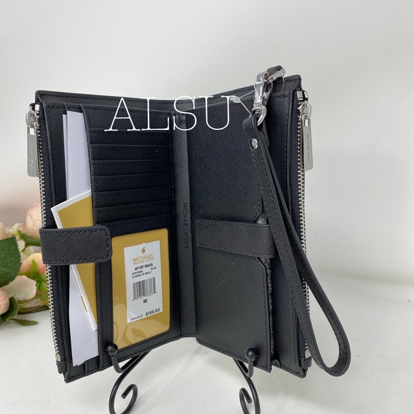 Michael Kors DoubleZip Wristlet Wallet Logo Black - Picture 4 of 5